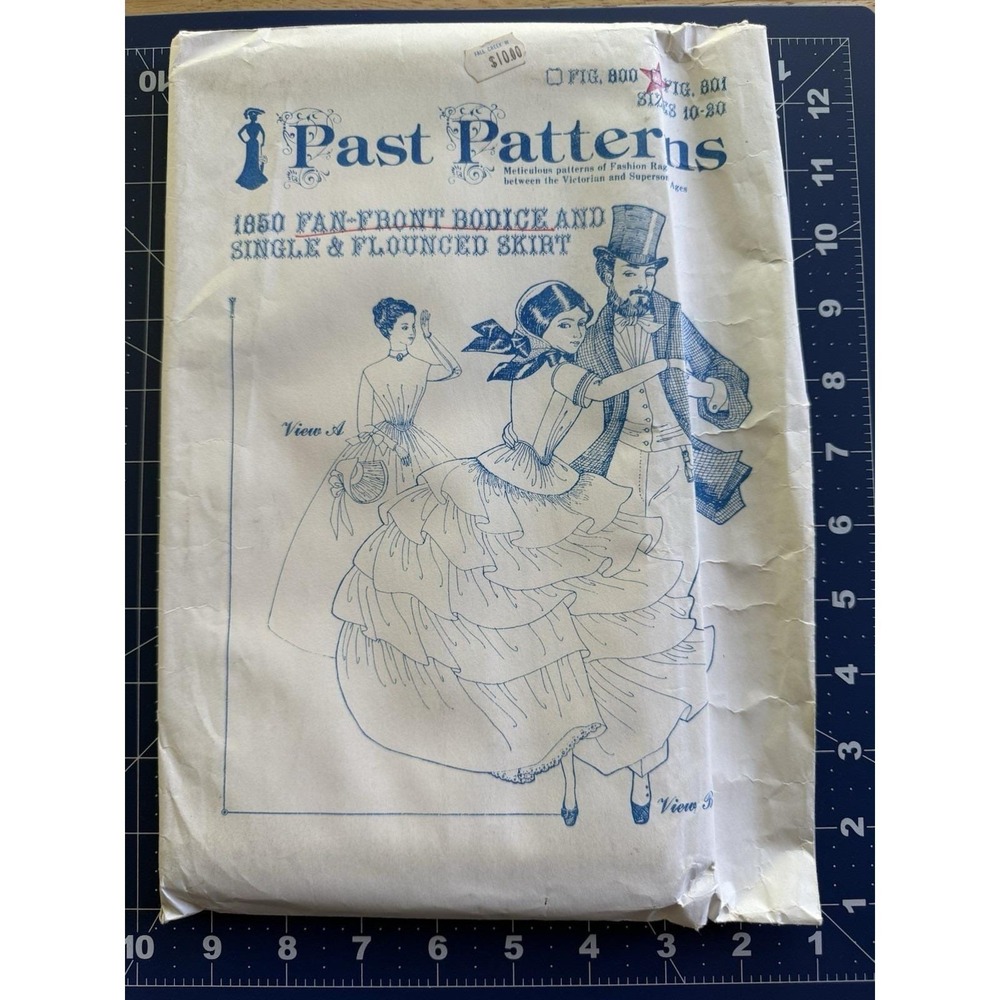 PAST PATTERNS 1850 Reproduction Fan Front Bodice Pattern 801 Costume UNCUT FF